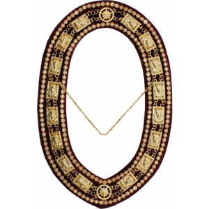 Daughters Sphinx Gold Plated Embroidered Masonic Chain Collar Maroon Velvet Durable Customized Masonic Regalia - Product Image 1