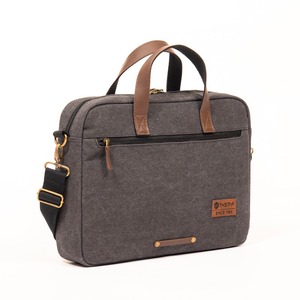 Gray Laptop <b>Briefcase</b> File Storage Bag GRS Cotton GRS PU Leather Fashion Computer Handbag - Product Image 2