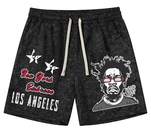 Pantalones Cortos Estampados con Efecto Ácido para Hombre, Estilo Urbano con Tipografía Moderna, Algodón Suave al Tacto, Pantalones Cortos Deportivos para Gimnasio, Modelo 2026 - Product Image 6
