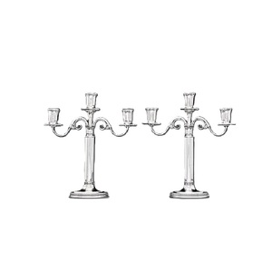 Elegant Silver-Plated 3-Arm Candelabra Classic <b>Victorian</b> Style Metal Candle Holders For Wedding & Home <b>Dining</b> <b>Table</b> Centerpieces - Product Image 1