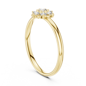 Anillo solitario de oro amarillo macizo de 14k para mujer, con diamante de corte redondo minimalista en forma de flor, para compromiso, aniversario, regalo de boda - Product Image 4