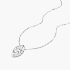 Bezel Solitaire Pendant <b>Necklace</b> With 2 CTW Marquise Cut Lab-Grown Diamonds in Yellow Gold - Product Image 5