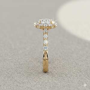 Bague de fiançailles en forme de halo de diamant festonné - Product Image 3