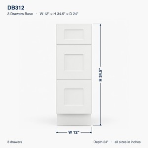 ตู้ลิ้นชักฐานขนาด 12 นิ้ว สีขาว สไตล์เชคเกอร์ 3 ลิ้นชัก แบบ RTA ขายส่งจากโรงงานเวียดนาม - Product Image 6