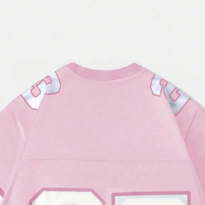 เสื้อฟุตบอลอเมริกันแบบสั่งทำได้ คอวี แขนสั้น ผ้าโพลีเอสเตอร์ตาข่าย 100% สายรัดคู่ ระบายเหงื่อได้ดี ระบายอากาศได้ดี ด้านหน้า - Product Image 4