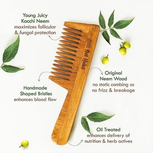 Handcrafted Neem Wood <b>Comb</b> <b>Wide</b> Tooth Hair Care Tool at Wholesale Price - Product Image 1