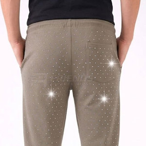 Stylish Lightweight Casual Men's Mid-Rise Rhinestone <b>Trouser</b> with Stones for Night Out Parties & Modern Streetwear - Product Image 6