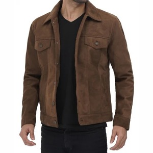 Brown Leather <b>Trucker</b> <b>Jacket</b> for Men - Product Image 4