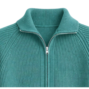 Veste en tricot zippée pour femme, texture côtelée douce, manches longues, col montant, décontractée, légère, pour un usage quotidien - Product Image 6