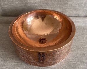 Lavabo de Cobre de Estilo Vintage, Lavabo de Lujo Hecho a Mano, Decoración de Baño, Diseño Metálico Elegante - Product Image 5