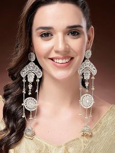 Pendientes de Perlas de Imitación Indias Tradicionales Vintage de Moda para Mujer al por Mayor, Diseño Oxidado, Chapados en Oro, con Cristales - Product Image 5