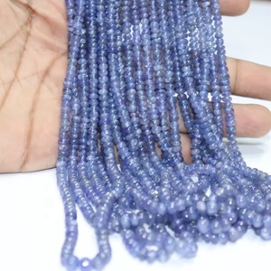 EXCELENTES cuentas Rondelle de tanzanita genuina de 16 pulgadas hebra 3-5mm cuentas redondas lisas para la fabricación de joyas de piedras preciosas naturales - Product Image 1
