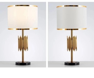 Table lamp bedside lamp modern lighting gold lamp brass finish decorative lamp fabric lampshade drum shade contemporary design - Product Image 5