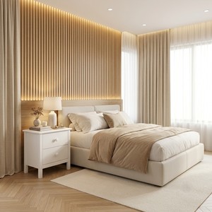Modern White Solid New Zealand Pine Nightstand with 2 Drawers Scandinavian Bedroom Furniture <b>Storage</b> <b>Side</b> <b>Table</b> - Product Image 4