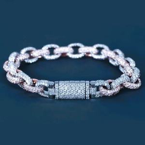 Zircon <b>Charm</b> Bracelet 925 <b>Silver</b> Plated Round Brilliant Cut Unisex Hiphop Style Micro Insert Gift Party Jewelry GIA Certified - Product Image 4