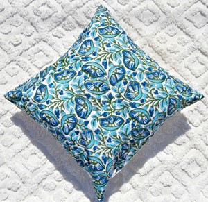 Pure Cotton Sustainable <b>Knitted</b> coloured Hand Block Printed Embroidered Customizable Square Bohemian Style cushion cover - Product Image 4
