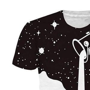 Men's Short Sleeve <b>T</b>-<b>Shirt</b> O-Neck Black <b>White</b> Galaxy Print Casual Jersey Fit Regular Length Sublimation Transfer Print - Product Image 4