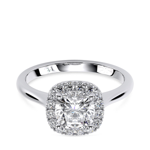 แหวนหมั้นเพชรทรงคุชชั่นคัท เพชรเลี้ยงในห้องปฏิบัติการ ประดับด้วยเพชรรอบวง น้ำหนักรวม 1.72 กะรัต ทองคำแท้ 14 กะรัต ชุบโรเดียม รับรองโดย IGI ของขวัญแต่งงานสุดหรู - Product Image 2