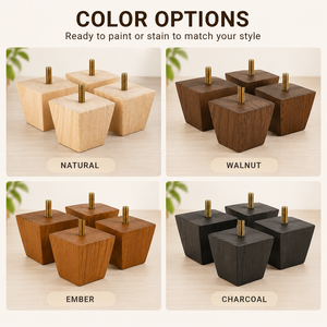 Patas de Sofá Cuadradas de Madera Maciza Contemporáneas, Patas de Muebles Resistentes para Tapicería Personalizada, Proyectos de Hospitales y Salas de Estar - Product Image 3