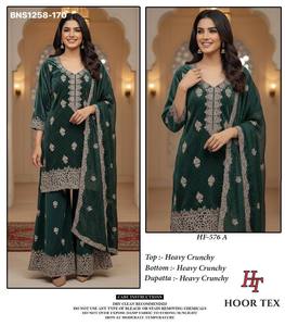 Traje Plazzo-Dupatta listo para usar, con bordados de Butta dispersos y ribete ancho, ideal para festivales. Proveedor de la India. - Product Image 2