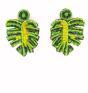 ต่างหูรูปใบตองประดับลูกปัดวิบวับ สีเขียว สำหรับผู้หญิง ของขวัญเครื่องประดับสำหรับคริสต์มาส ขายส่งจากอินเดีย - Product Image 1