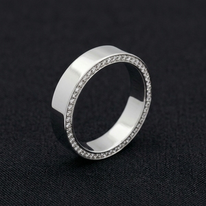 Elegante Anillo de Boda de Diamantes en Oro Blanco de 18K para Mujer, Joyería de Compromiso con Estilo para Ocasiones Especiales - Product Image 4