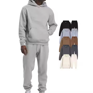 <b>Pink</b> Hooded <b>Sweatshirt</b> Set Solid Color Cotton Fleece Casual Autumn Wear Breathable Knitted Joggers Unisex Regular Fit - Product Image 6