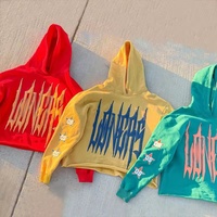 Sudadera con Capucha de Felpa Francesa Personalizada, 100% Algodón, para Invierno, con Bordado 3D, Corte Recortado, para Hombre y Mujer