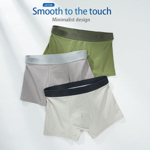 Nuevos Calzoncillos Boxer para Hombre de Color Sólido en Spandex/Algodón, Corte Medio, ODM, Transpirables, Antidesgaste, Ropa Interior Deportiva - Product Image 3