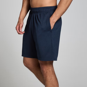 Pantalones Cortos Deportivos de Malla Azul Marino para Hombre, con Logotipo Vertical Estampado, Cintura Elástica, Estilo Casual - Product Image 2