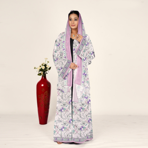 Abaya de Chifón con Estampado Floral, Mangas Fluidas, Pañuelo para la Cabeza, Abertura Frontal, Modesta, Musulmana, para Eid y Ramadán, Largo hasta el Suelo, Tallas Grandes, para Mujeres Árabes - Product Image 2