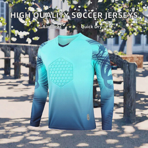 Camiseta de Fútbol de Manga Larga para Hombre, Azul Degradado con Estampado Geométrico, Cuello en V, Absorbe la Humedad, Ajuste Atlético, Ropa Deportiva de Manga Larga - Product Image 6