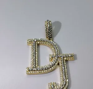 Colgante Personalizado con Inicial de DJ, Diamante Moissanita, Estilo Hip Hop, Colgante con Letra del Alfabeto, Chapado en Oro sobre Plata 925, Joyería Hip Hop - Product Image 6