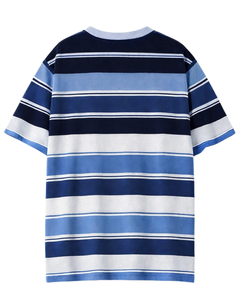 Camiseta Personalizada Azul y Blanca para Hombre, 100% Algodón, Cuello Redondo, Manga Corta, Corte Regular, Informal, Ecológica, Ropa Urbana de Verano, OEM - Product Image 2