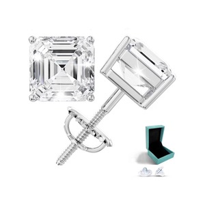 1CT Asscher <b>Emerald</b> Cut Mixed Shape Moissanite <b>Drop</b>/Stud <b>Earrings</b> 0.5ct-3ct D Color VVS1 Clarity 18K Gold Plated Sterling Silver - Product Image 1
