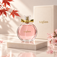 Flacon de parfum de luxe avec couvercle nœud papillon, flacon de parfum rond de 100 ml, flacon de parfum vide, impression de logo sur écran