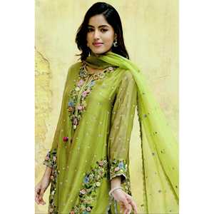 Top de fiesta indio y paquistaní Plazzo y Dupatta de trabajo de bordado pesado de diseñador - Product Image 2