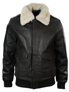 Blouson aviateur en cuir véritable pour homme Infinity avec col en fausse fourrure, fermeture éclair, style moto, blouson en cuir haut de gamme pour l'hiver - Product Image 6