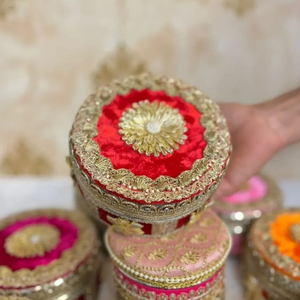 Boîte Cadeau Ronde en Velours Ethnique Premium, Boîte Décorative pour Mariages, Festivals, Bijoux, Emballage de Fruits Secs, Multicolore - Product Image 3