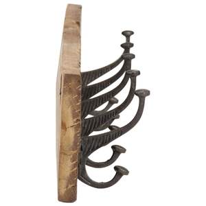 Crochets muraux et porte-manteau en bois massif recyclé, taille moyenne, en bois naturel pour hall d'entrée - Product Image 3