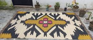Alfombra Kilim Moderna Ecológica Hecha a Mano por Krafterscustom, Diseño Abstracto, Lana, Tufted a Mano, Pelo Medio, Rectangular, para el Hogar, con Base de Látex - Product Image 2