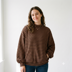 Sudadera de cuello alto para mujer, 100% algodón, felpa francesa, estilo oversize. - Product Image 1