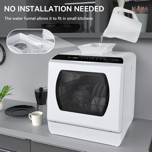 Lave-vaisselle de comptoir avec 5 programmes de lavage, réservoir d'eau intégré de 5 L et porte vitrée - Product Image 4