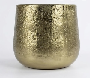 Macetero Moderno de Latón Martillado – Recipiente de Metal Dorado Texturizado para Plantas de Interior y Velas de Lujo - Product Image 3