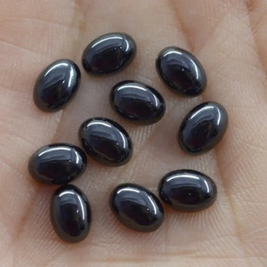 พลอยสปิเนลสีดำธรรมชาติขนาด 9 มม. 11 มม. รูปไข่ผิวเรียบ แบบคาโบชอง ขายส่งแบบเม็ดเดี่ยว สำหรับทำเครื่องประดับ สินค้าใหม่ล่าสุด - Product Image 1