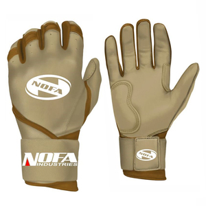 Marca Personalizada Negra |   Guantes de Bateo de Cuero Blanco Acolchados, con Cierre de Hebilla Ambidiestra, Tejido de Punto, para Entrenamiento de Béisbol para Adultos - Product Image 1