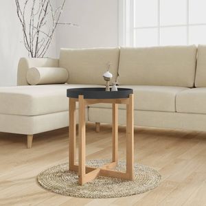 Mesa de Centro Pequeña y Resistente de Madera de Ingeniería Negra, Diseño de Madera de Pino Sólido - Product Image 1