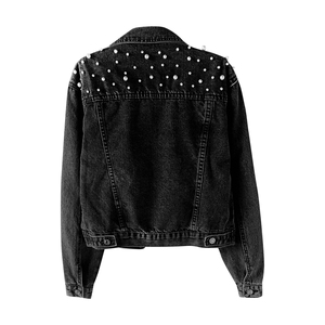 Veste en jean pour homme de haute qualité, respirante, à séchage rapide, imperméable, avec strass, logo personnalisé sur le devant, 100% coton - Product Image 2