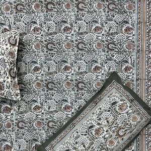 Premium Jaipur Hand Block Print Non Toxic Dye Bedsheet <b>King</b> <b>Size</b> Pure Cotton 108x90 Inches Breathable Skin Flowers Hospital - Product Image 1