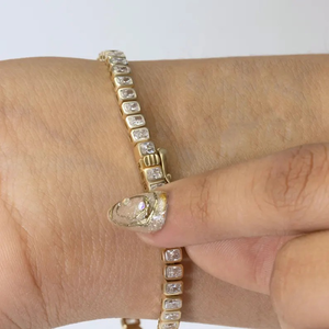 6.00 TCW Radiant Cut VVS Diamond Tennis Bracelet 925 Silver <b>Gold</b> Plated Bezel <b>Set</b> Womens Engagement Anniversary Gift - Product Image 3
